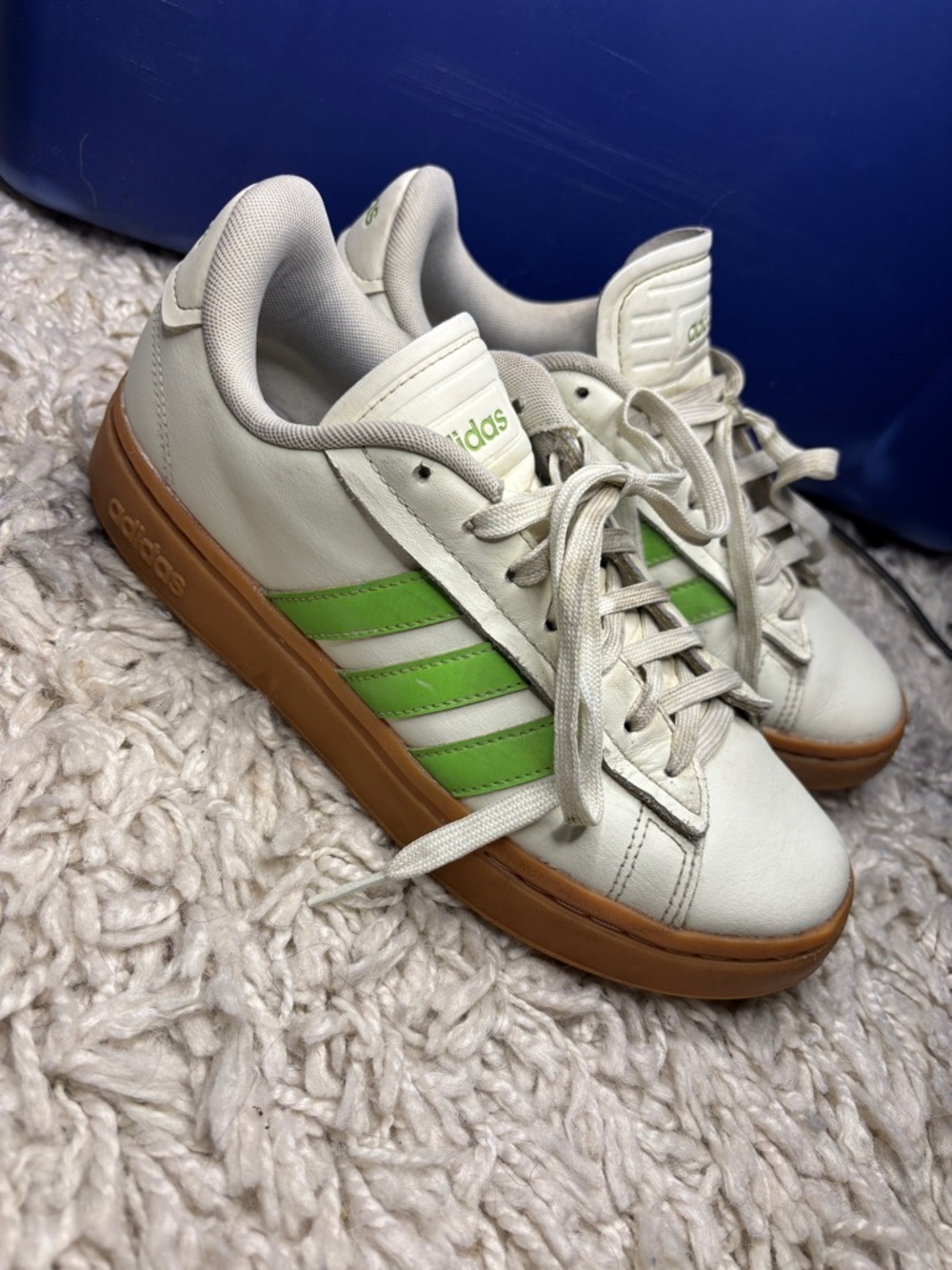 Adidas Women’s grand court alpha shoes in off white and green
